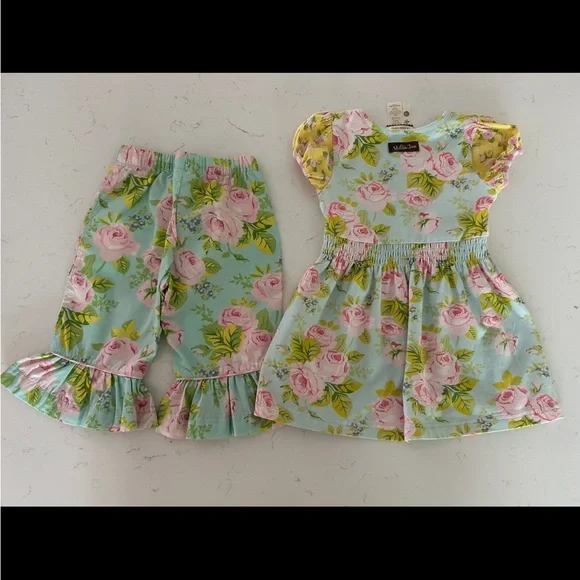 Matilda Jane Floral Print Outfit - Pink and Blue - Picture 2 of 8